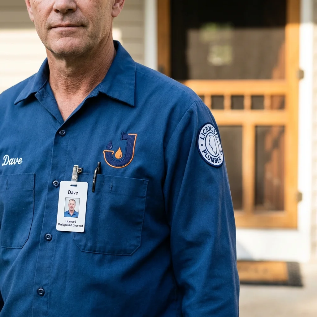 Licensed plumber showing ID badge in Shoemakersville, PA