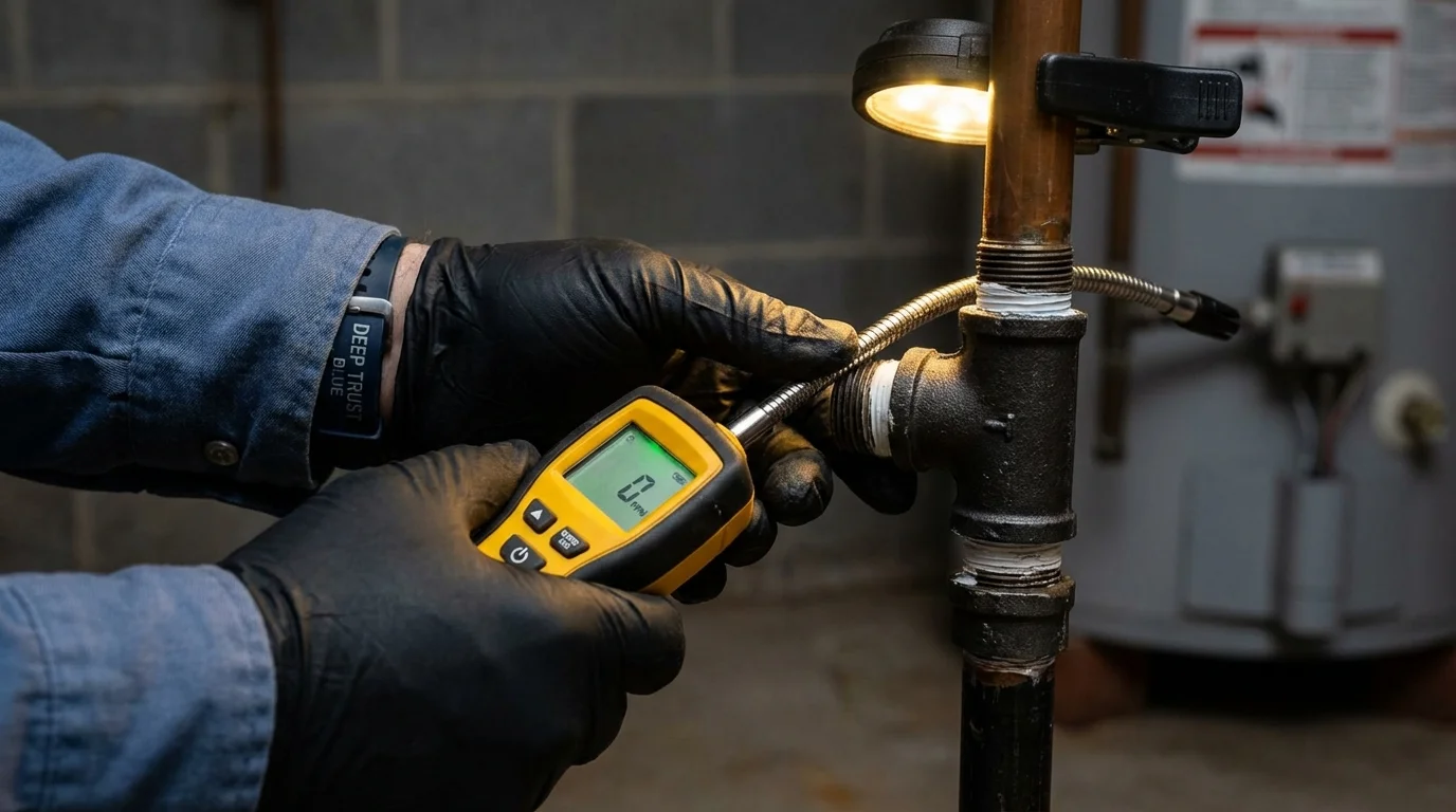 Gas leak detection with electronic sniffer by Johns Plumbing LLC in Shoemakersville