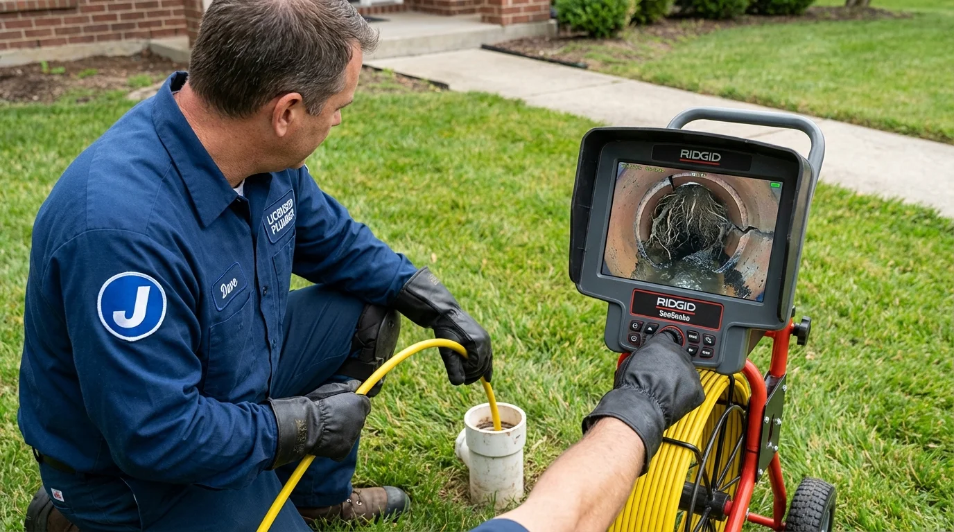 Sewer camera inspection being performed by Johns Plumbing LLC in Shoemakersville
